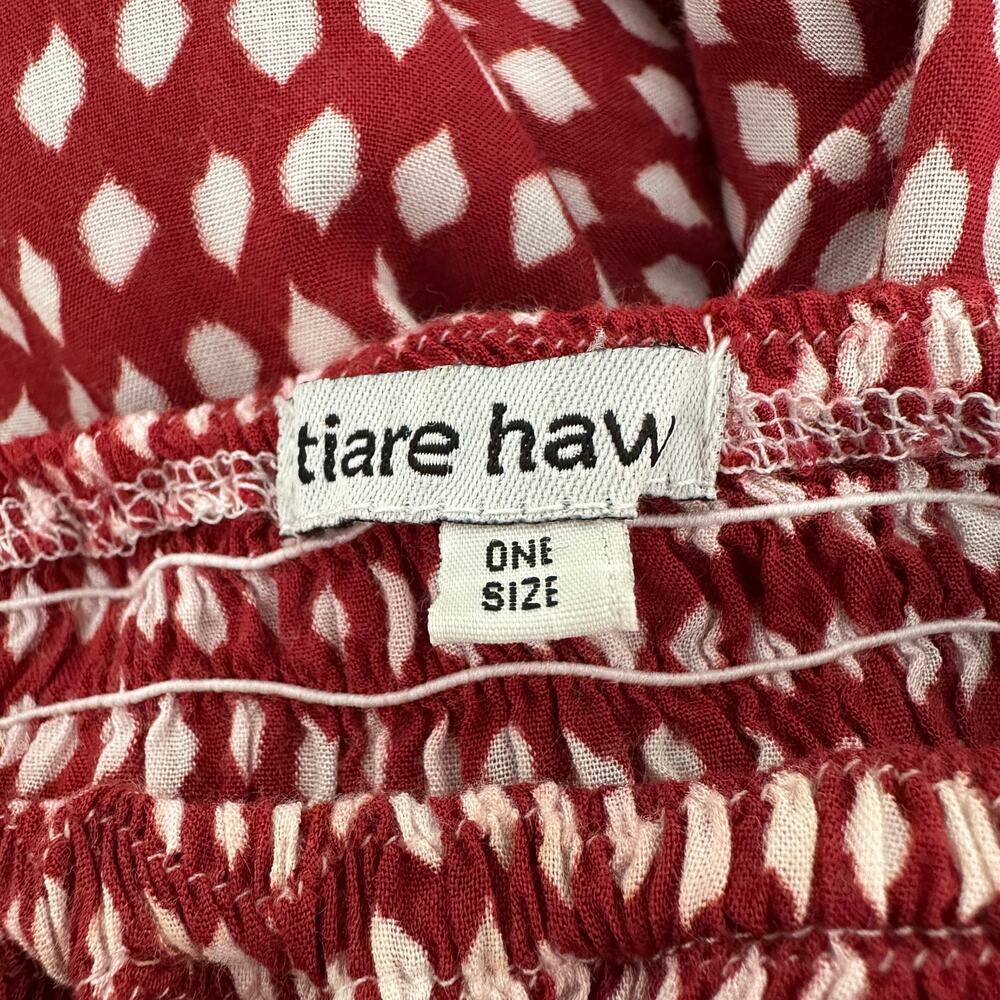Tiare Hawaii Cheyenne Off The Shoulder Cover-up Maxi Dress cotton Red Dot OS - Picture 6 of 9